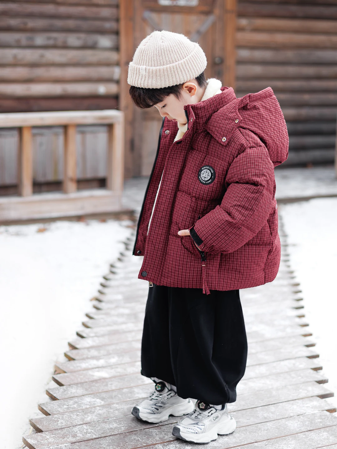 

Pearl Cotton Parka Boys Winter Jaet Trendy Baby Boy Cotton Coat Thiened Long Sve Zipper Closure Hooded Stand Fit Yo...