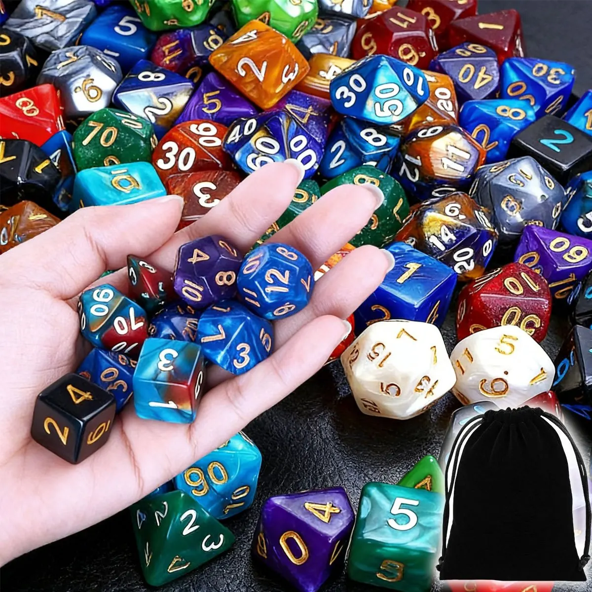 49Pcs Polyhedral Di…