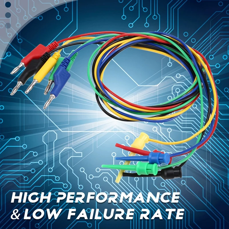 Pince à crochet de test pour les gels empilables, kit de prise de plomb de test, câble de multimètre, fil de ligne pour les tests électriques, 4mm, 5 pièces