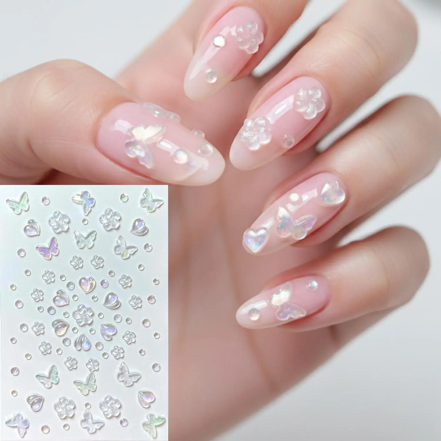 No Glue Self Adhesive Face Rhinestone Stickers Acrylic Love Heart Pearl Mini Crystal for Makeup Nail Art Home