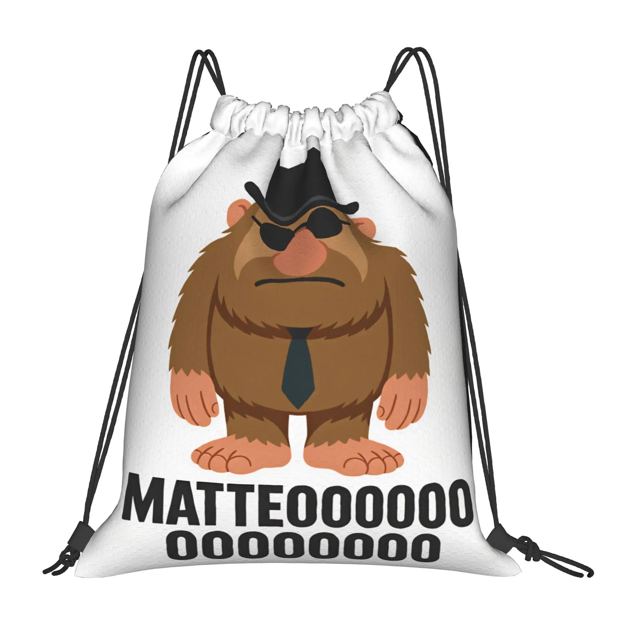Matteooo Italian Brainrot Meme Drawstring Bag  Retro Waterproof Sackpack String Bags Men Travel Backpack