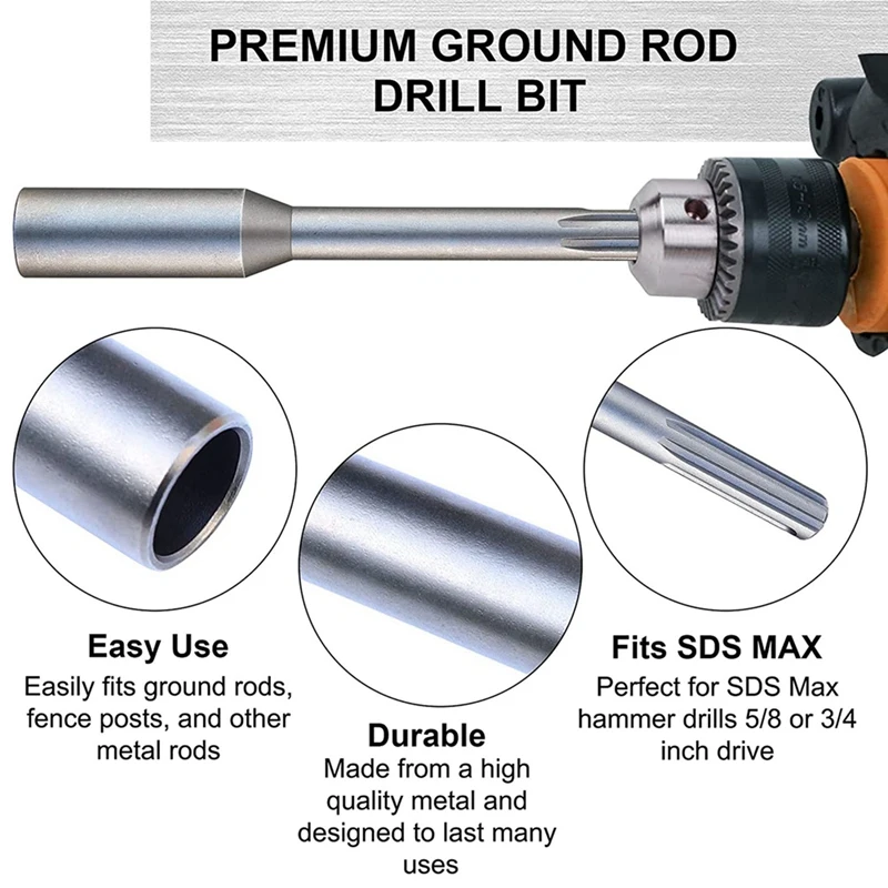 2X Ground Rod Driver For Driving Ground Rods Great For All SDS MAX Hammers And Hammer Drills(3/4 Inch Ground Rod Driver)