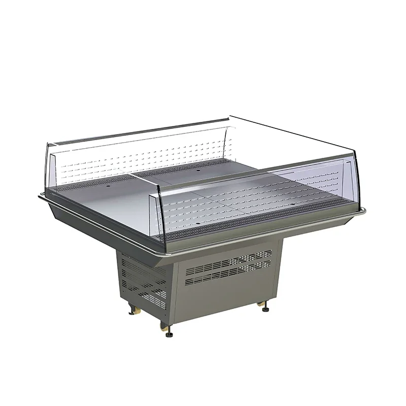 

Refrigeration equipment supermarket fresh meat split glass door display cabinet freezer for beverage