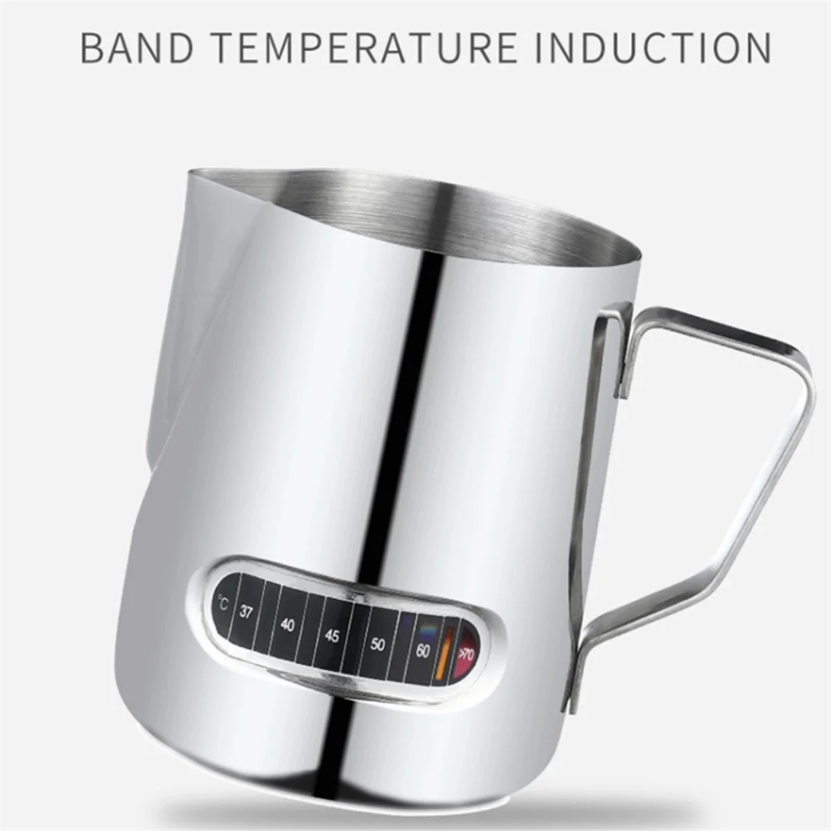 

ABLQ Milk Frother Temperature Display Milk Frother Pot and Cup for Latte Art 600ml