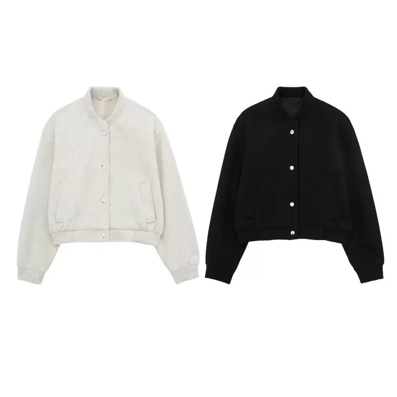 

Soft Pilot Jaet Outerwear 2023 Autumn New Women's Slimming Versatile ort Loose Fit Stand Collar Mixed Material Coat