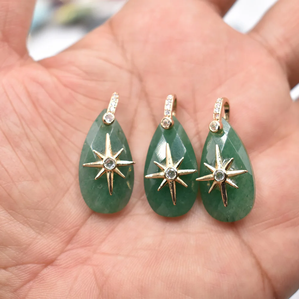 Großhandel 8 Stück/Set 14x25mm Wassertropfenform facettiert geschnitten Modische Natürliche Labradorit Starburst Halsketten-Anhänger Schmuck – Detail 22