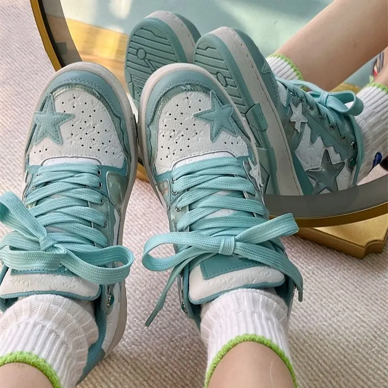 Women Skateboarding Shoe Denim Green Star Sneakers Female Luxury Shoes Outdoor Shoes Women Rubber Zapatos Mujer Vulcanized Shoes