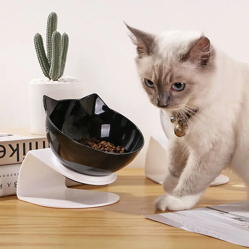 High Foot Food and Water Bowl for Cat and Dog, Neck Protector, Anti-tip Binaural Pet Feeding Accessories, Dessert Bowl