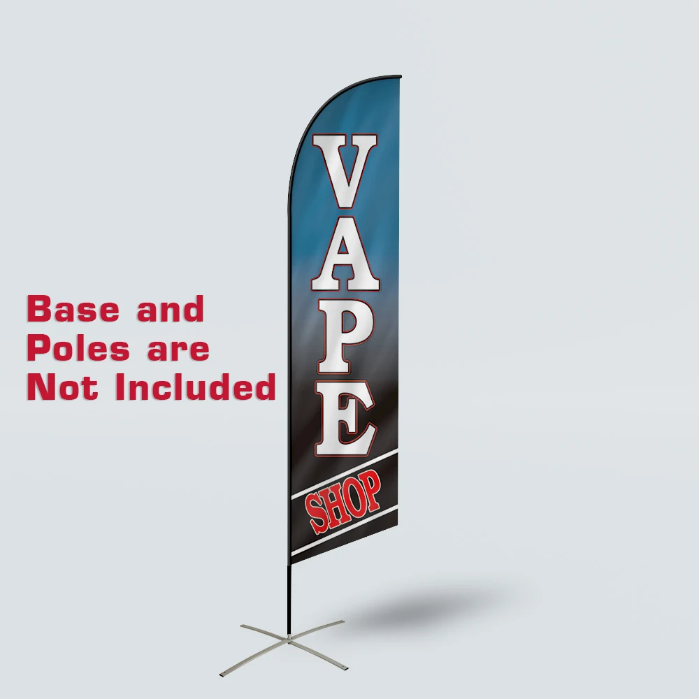 Custom Advertising Outdoor Vape Shop Smoke Cigars Beach Feather Flag Swooper Banner Without Poles And Base