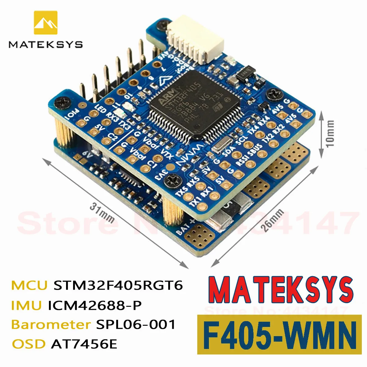 

MATEK MATEKSYS F405-WMN F405 Flight Controller Built-in OSD Dual BEC 132A Current Senor 2-6S For RC Airplane Fixed Wing Drone