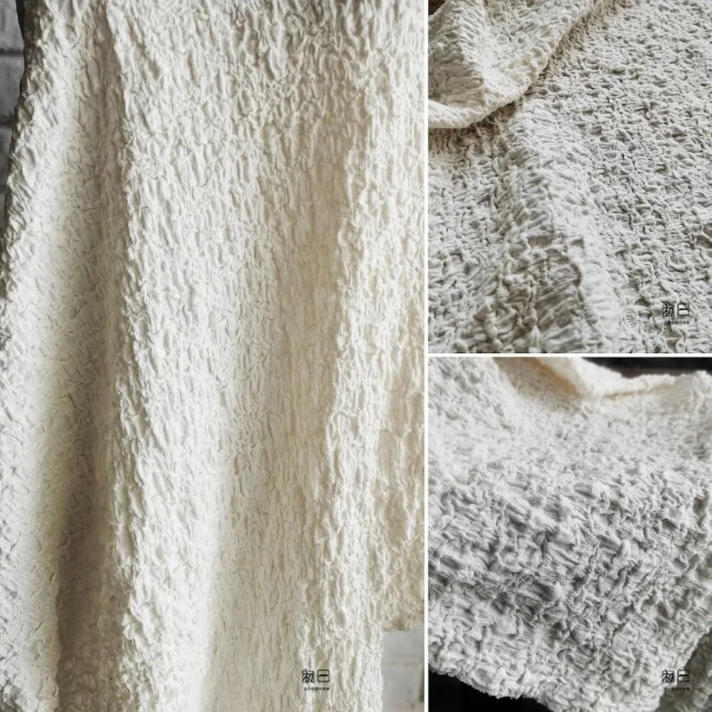 

Абрикосовая хлопковая ткань с вышивкой и плиссировкой, объемной пушистой текстурой, для платьев, рубашек, кардиганов, дизайнерской одежды, пошива и рукоделия