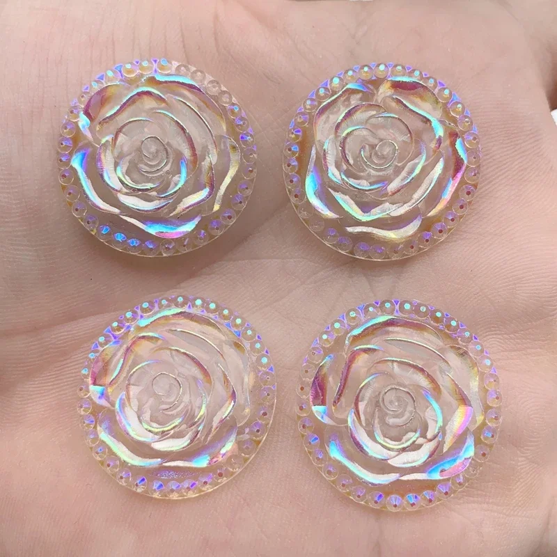 Wholesale 96pcs 26mm Flowers Flat back Rhinestone Diamonds Resin button wedding embellishment bow DIY jewelry accessory -18W185