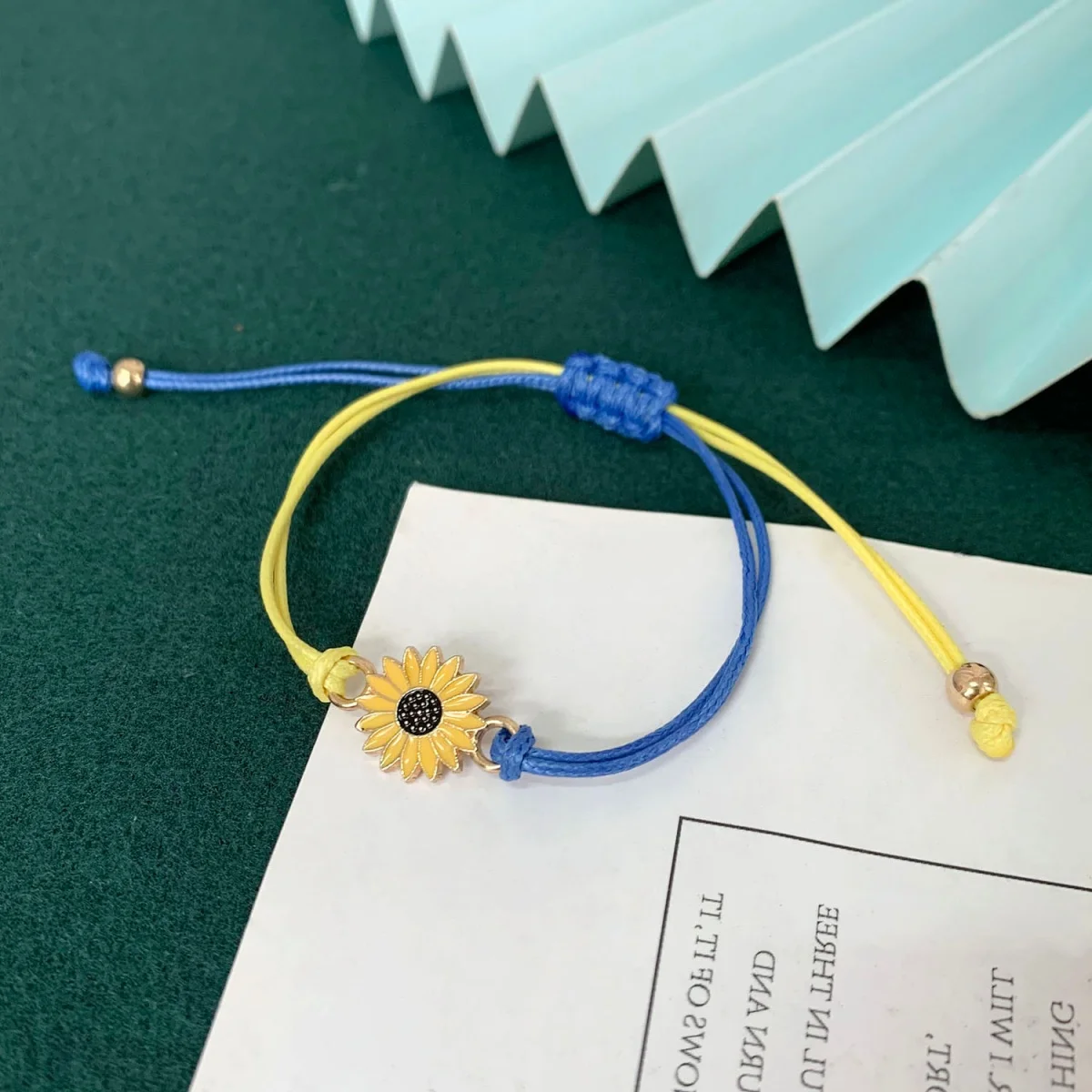 Bohemian Blue Yellow Rope Daisy Flower Bracelets Sunflower Love Heart Handmade Braided Chain Bangle Jewelry Gift For Women Men