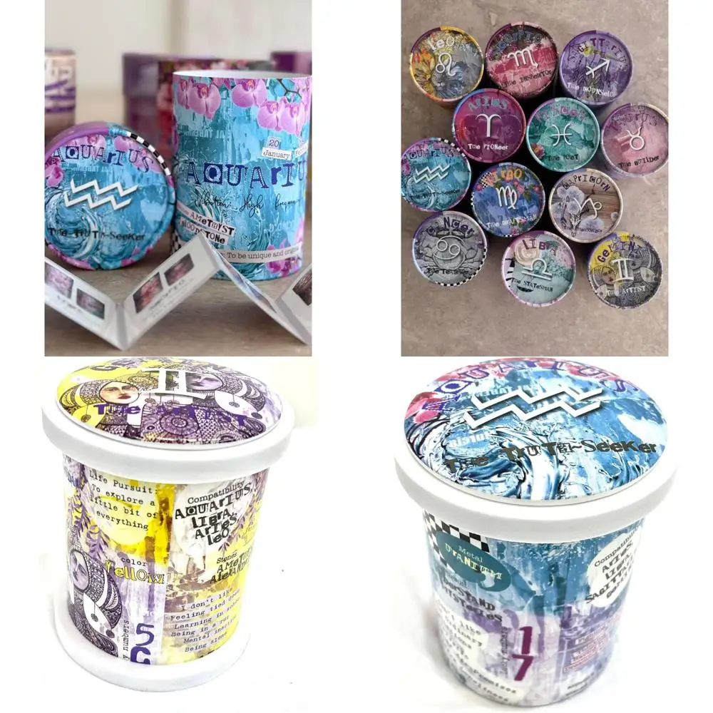 شمعة معطرة بالياسمين على شكل برج الدلو في وعاء سيراميك قابل لإعادة الاستخدام، 12.3 أونصة، رائحة تدوم طويلاً #1