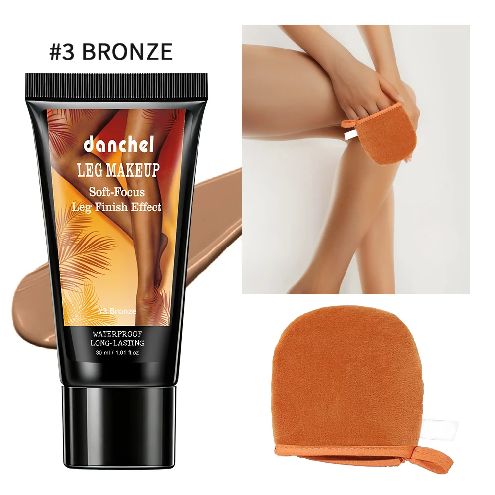 Leg Makeup Body Foundation & Self Tanning Mitt Applicator Body Foundation Waterproof Sweatproof Cover Veins Tattoo Even Skin