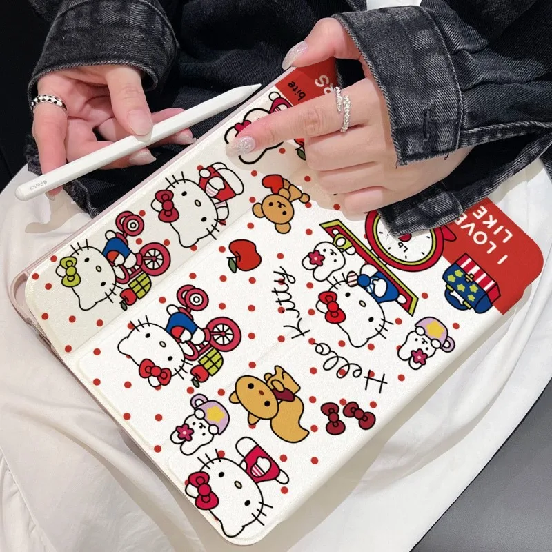

Hello Kitty IPad Case for 2025 A16 11th Pro 21 22 11in Case Air7 Kawaii KT Rotating Tablet Case 9th 10th Air4 5 Protective Cover