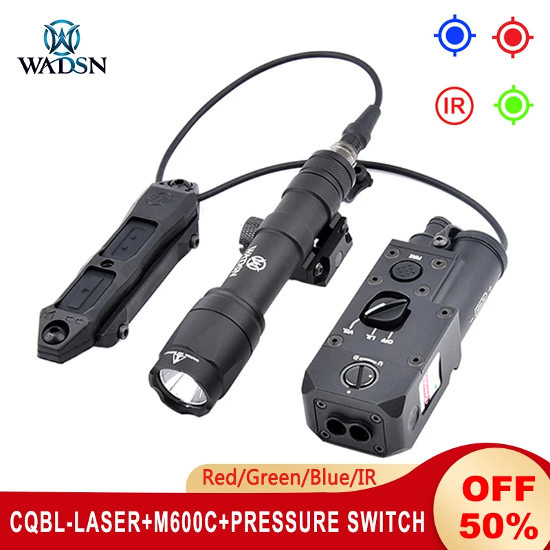 

WADSN Metal CQBL-1 Red Green Blue Laser With IR M600C M300A Tactical Flashlight Dual Control Pressure Switch Hunting Airsoft