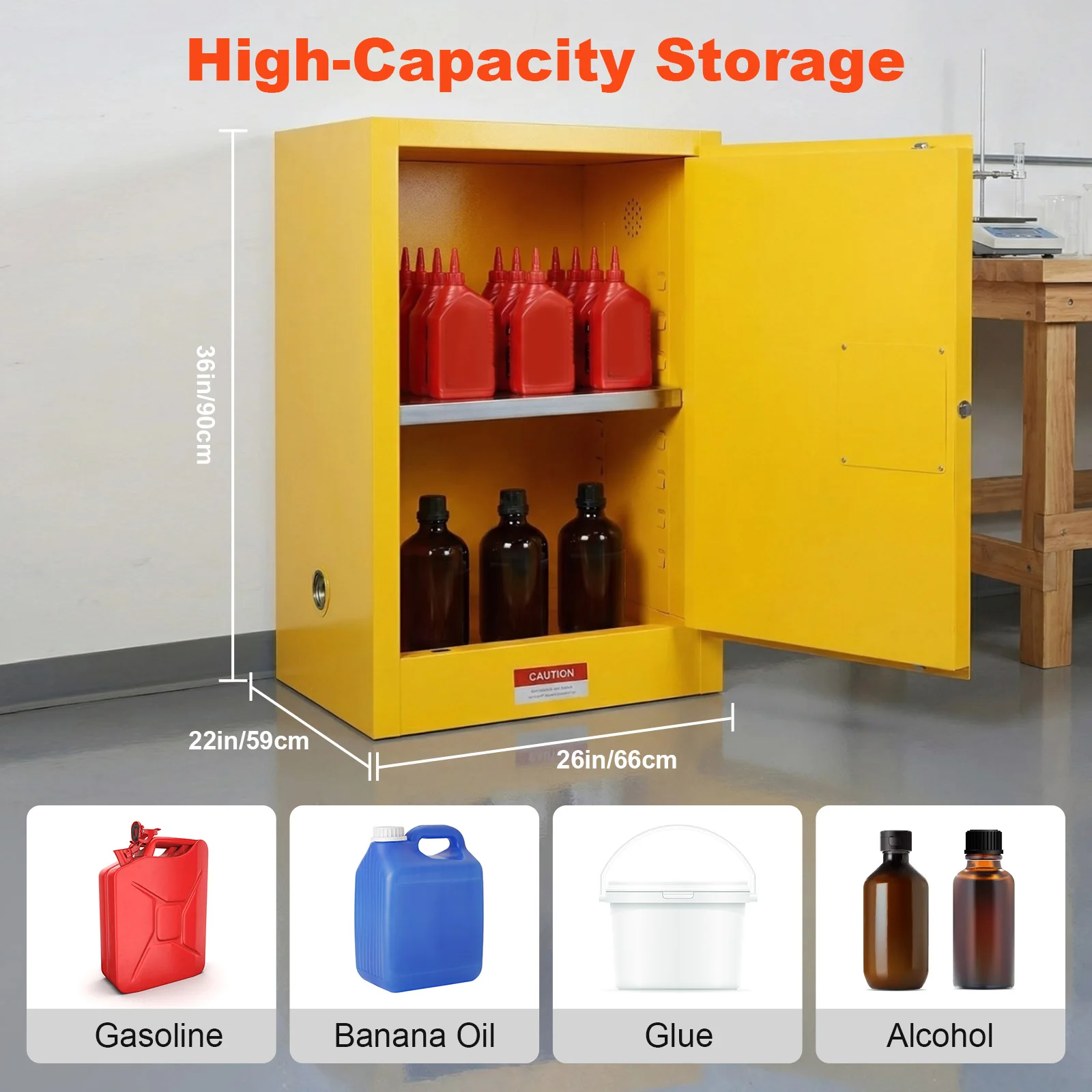 12 Gallon Storage Locker 22.8in W X 18.1in D X 35in H Steel Flammable Safety Storage Cabinet for Commercial Industrial Home Use