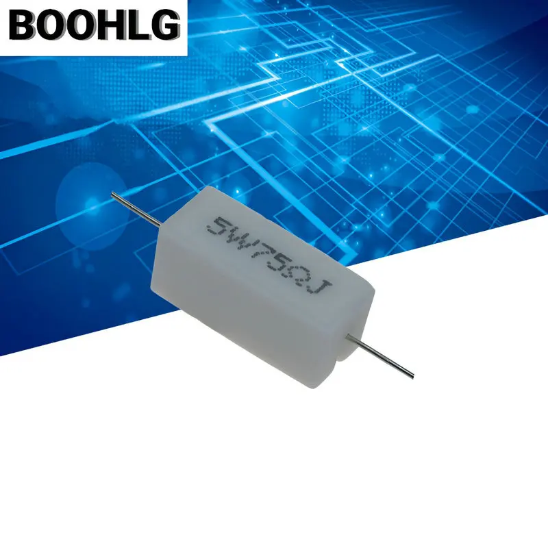 Résistance Ciment, 5W 75 ohm 75R 75ohm, 10 Pièces