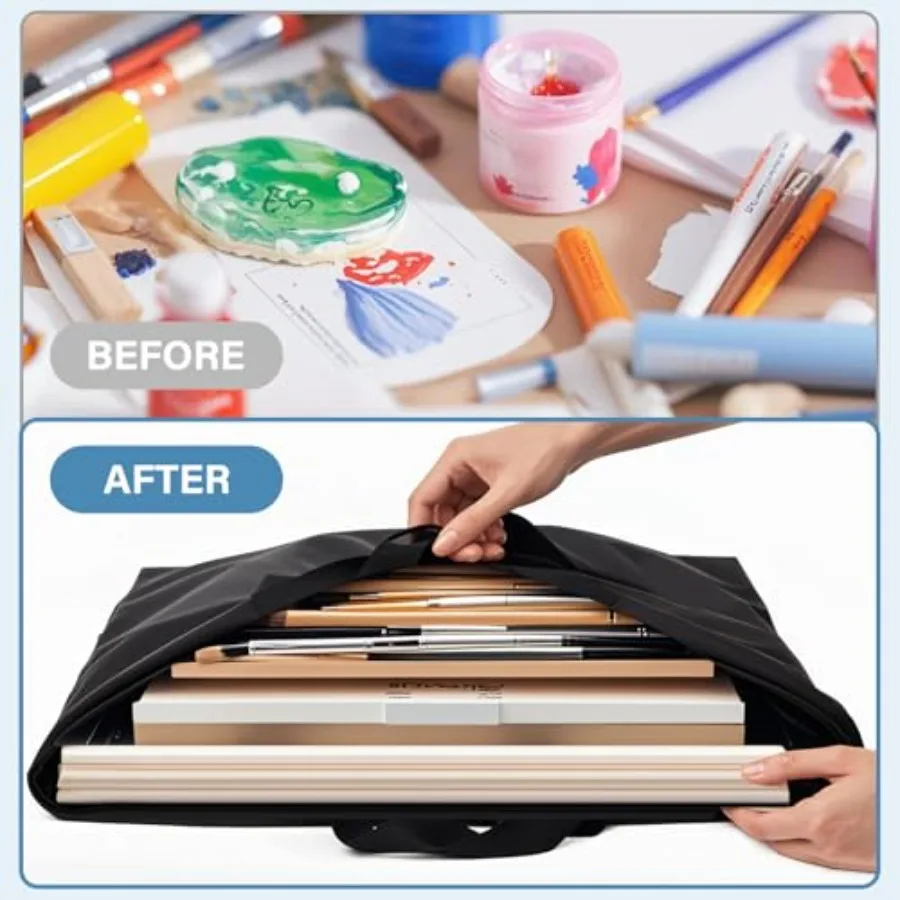 Estuche de cartera de arte ligero extra grande, 24.0 x 36.0 in, con correa para el hombro y asa para lienzo, póster, bocetos, dibujo, Ar