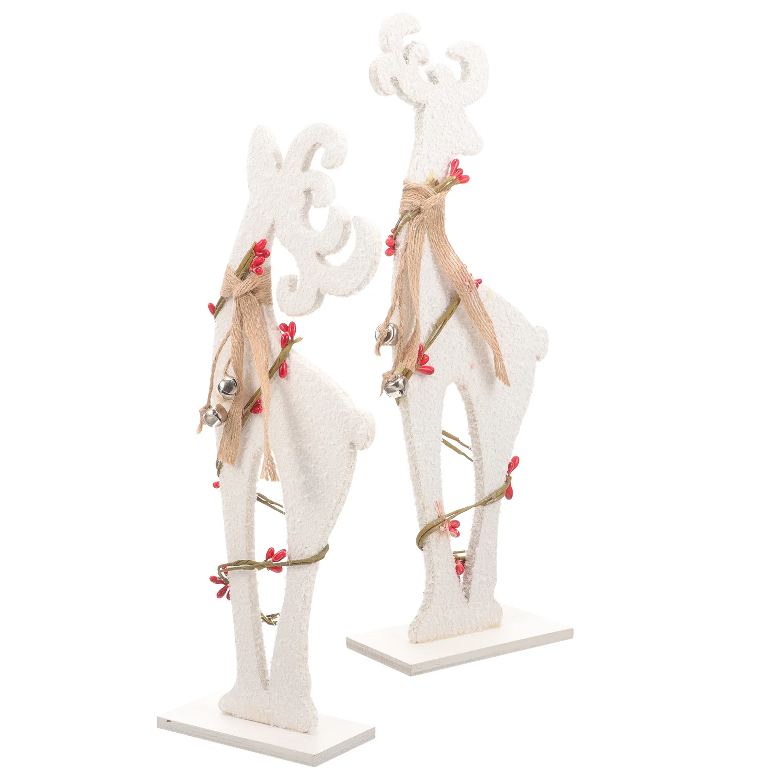 

2Pcs Christmas Elk Decoration Wooden Tabletop Elk Ornament Stable Base Desktop Deer Decor Festive Home Office Holiday Decor