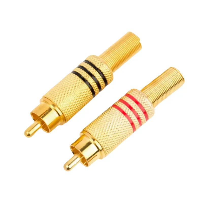 10PCS/Lot  RCA Connector Male jack Plug AV Plugs for PC Audio Vedio Welding DIY Parts Gold Red Black Metal Spring
