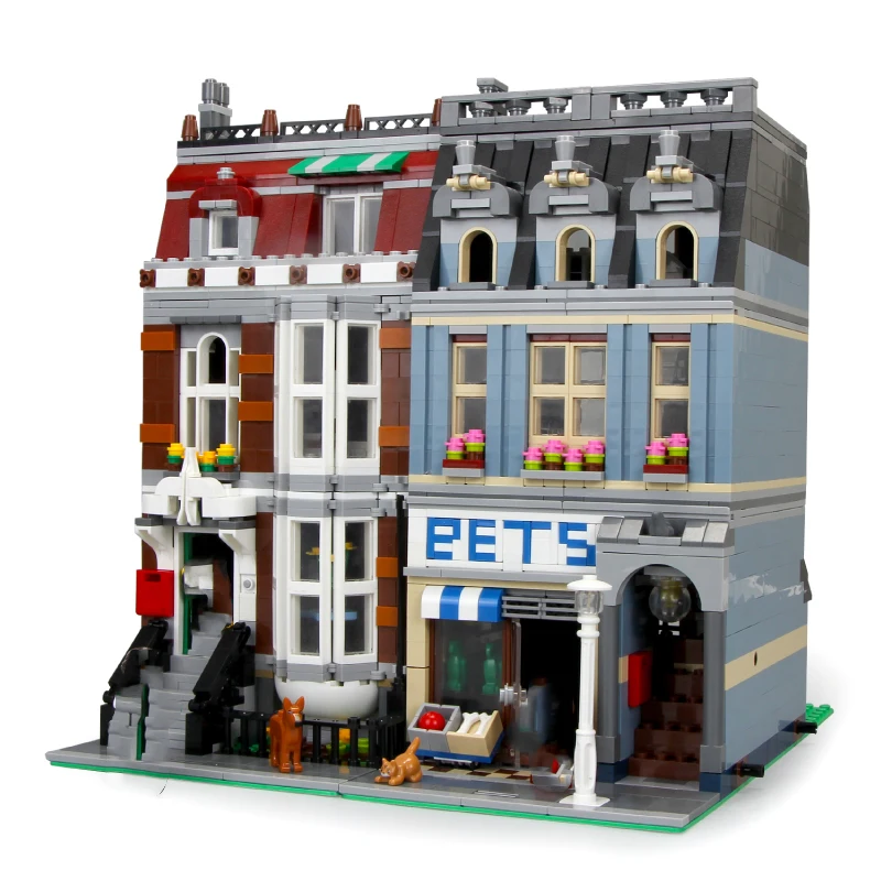 In Stock City Street View Pets Shop Building Blocks with 10218 15009 Bricks Toys For Kids Gifts Christmas Gifts