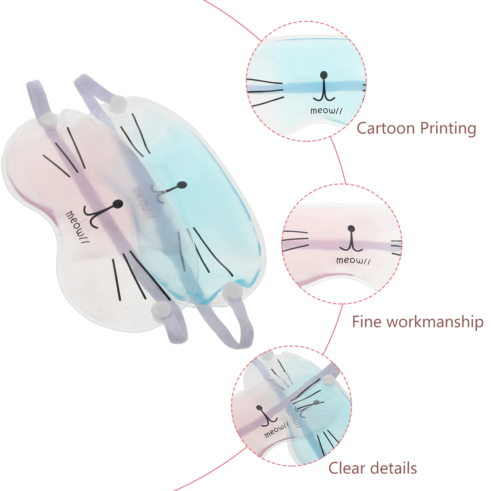 

2pcs Printed Cooling Patches Reusable Gel Masks For Sleep Aid Fatigue Relief Smooth Cooling