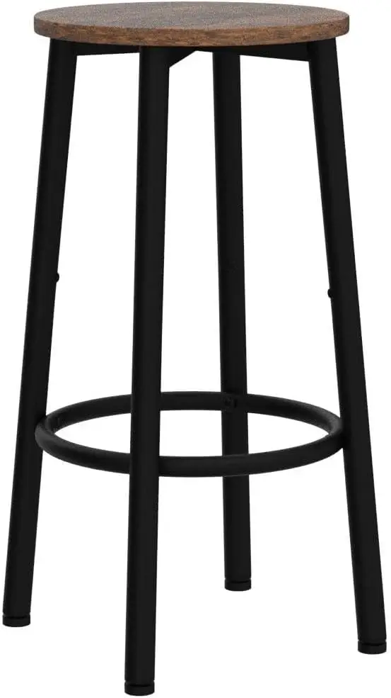 Bar Stools, Set of 2 Bar Chairs, Kitchen Round Height Stools with Footrest, Breakfast Bar Stools, Sturdy Steel Frame, for