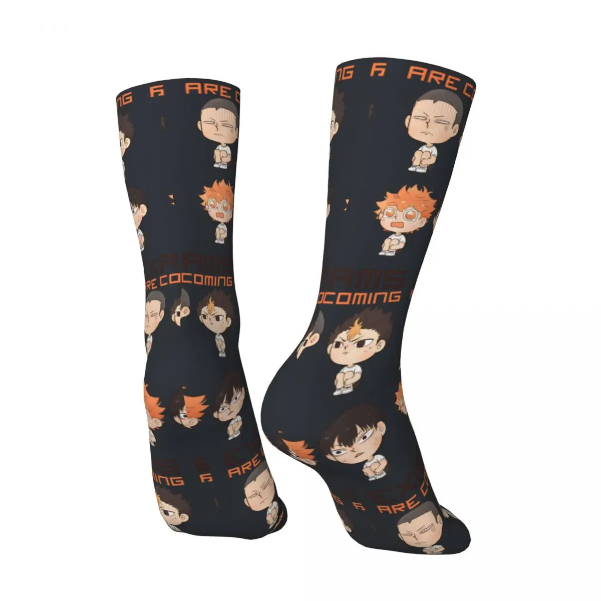 Funny compression Exams Are COMING Socks for Men Hip Hop Harajuku Haikyuu Happy Quality Pattern Printed Boys Crew Socks Gift