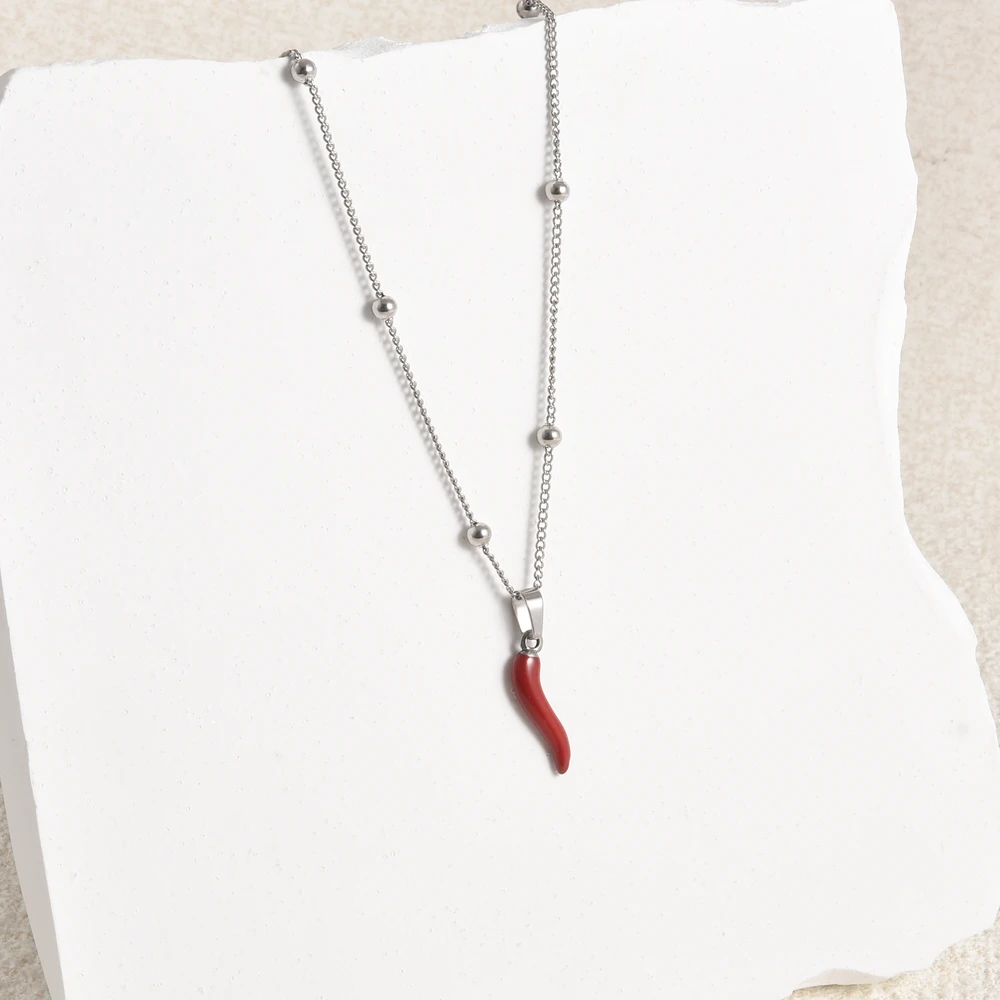 1Pc No Fade Y2K Multi-Color Italian Lucky Horn Chilli Cornicello Aesthetic Women Choker Personality Hot Pepper Necklaces Jewelry