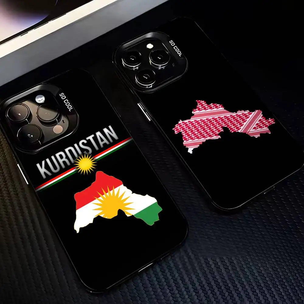 

K-Kurdistane Map art Phone Case For iPhone 17,16,15,14,13,12,11 Plus,Pro Max,XS,Colorful Silver Phone case Funda Cover