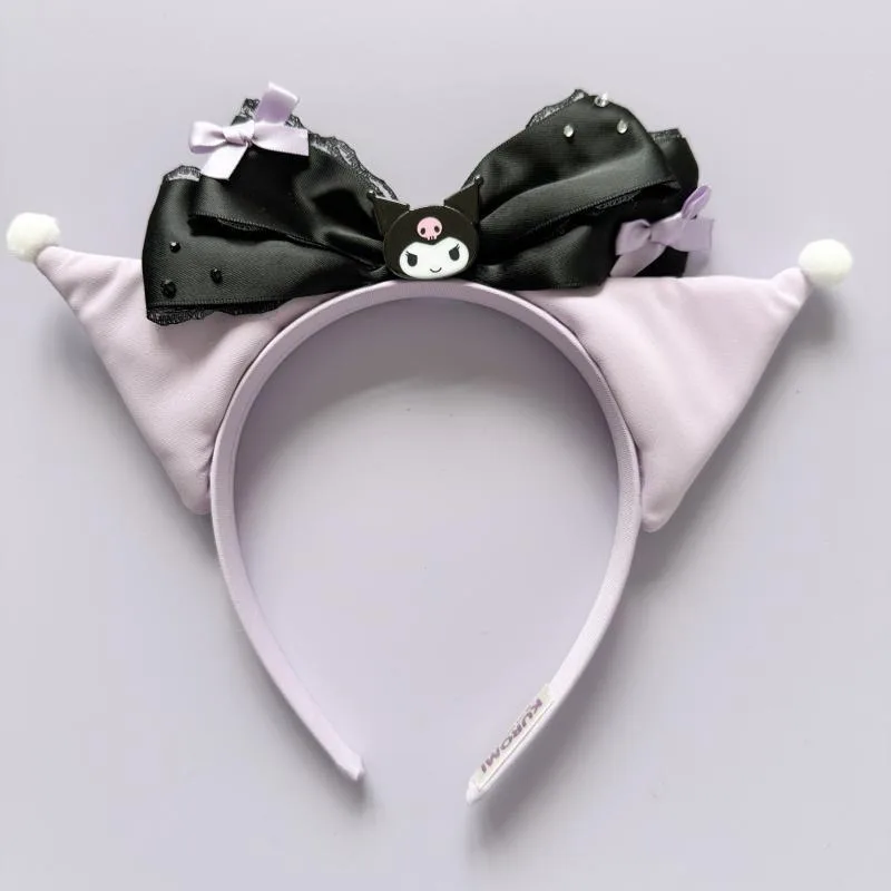 

Повязка на голову Sanrio Kuromi, милый мультфильм Kawaii, это забавные фотографии, универсальная резинка для волос, стирающий головной убор, подарок на день рождения