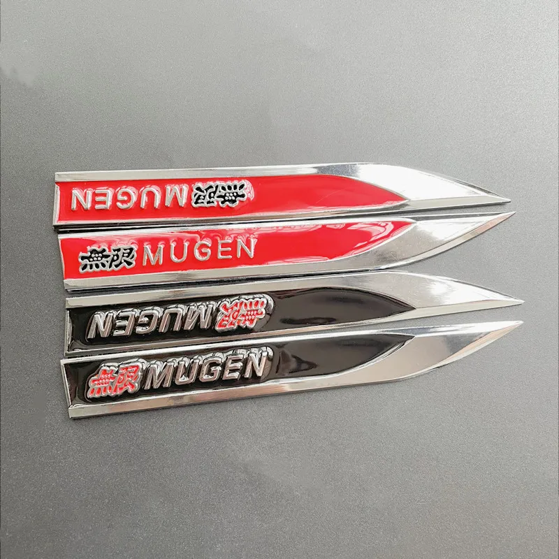 1Pairs 3D Metal Mugen Side Fender Emblem Badge Sticker Car Body Styling Accessories For Honda Civic Odyssey Accord CR-V FIT City