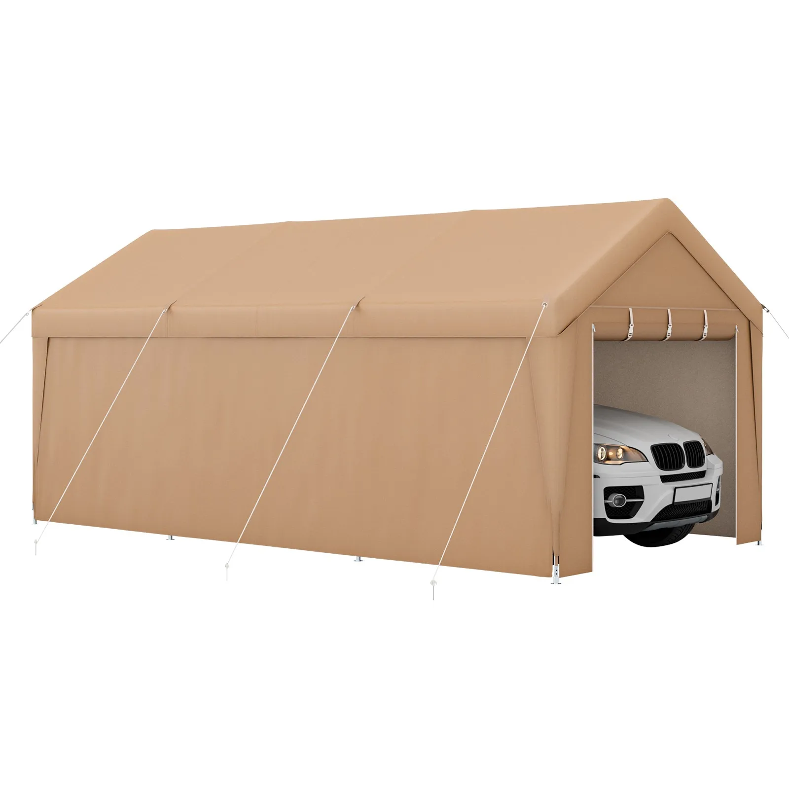 

10x20FT Patio Heavy Duty Carport Garage Removable Sidewall Zippered Door Outdoor
