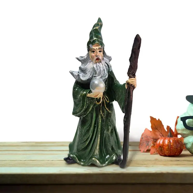 Witch Wizard Statue Ornament Resin Figurine Psychological Sand Table Ornaments Indoor Halloween Themed Parties Decorations