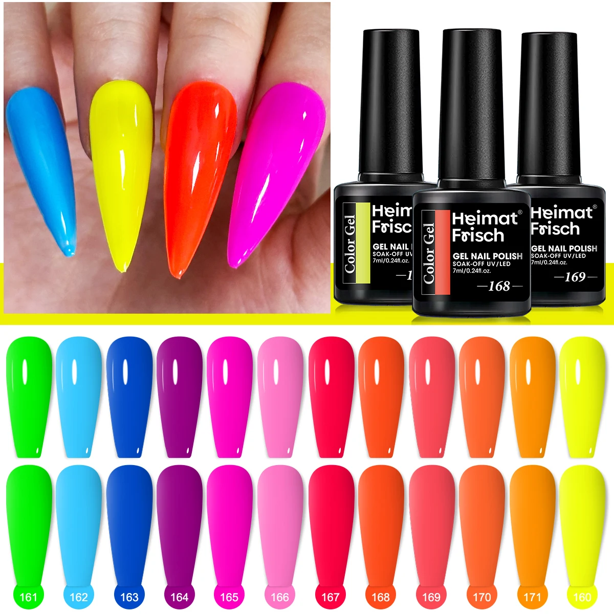 12 Piece Rainbow Bridge Moisturizing Nail Polish Set, Neon Rainbow Bridge Nail Polish, Moisturizing Nail Polish.