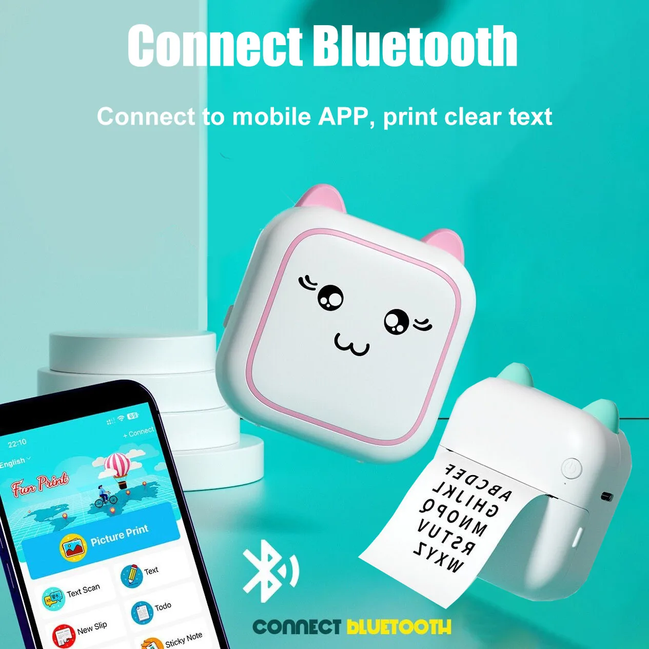 M5 mesin cetak termal portabel nirkabel, printer termal mini nirkabel saku tanpa tinta dengan kertas, mendukung Android/iOS