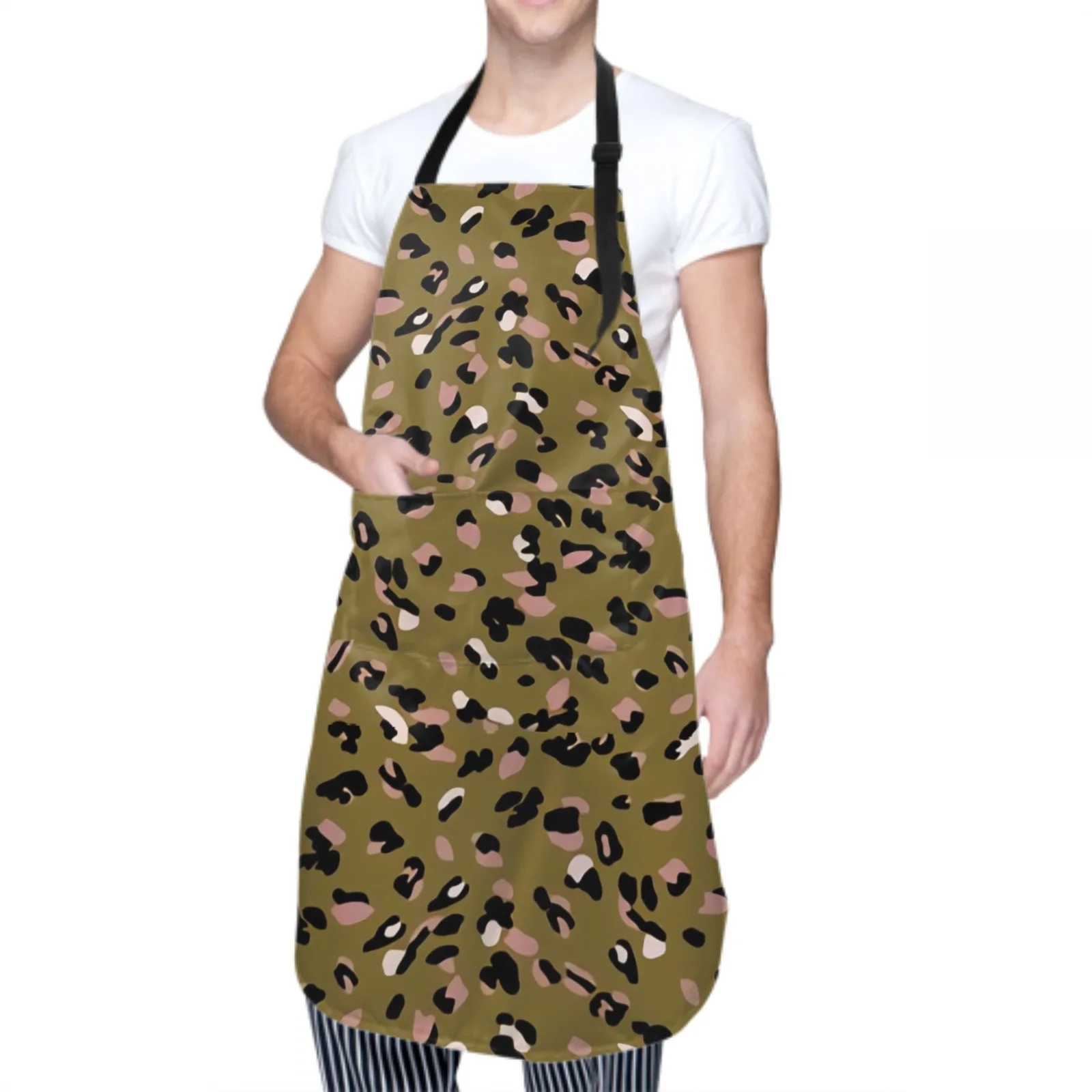 Cheetah Leopard Waterproof Apron with 2 Pockets Kitchen Chef Apron  Apron for Hair Brushing Cooking Baking Painting Gardening