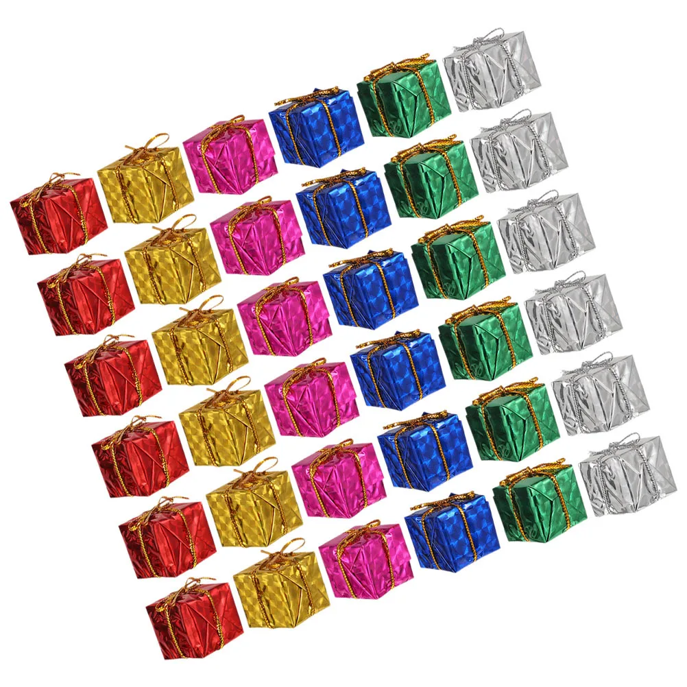 

36Pcs Mini Gift Boxes Christmas Tree Hanging Ornaments Foil Wrapped Decor Xmas Pendant Holiday Party Props for Fireplace