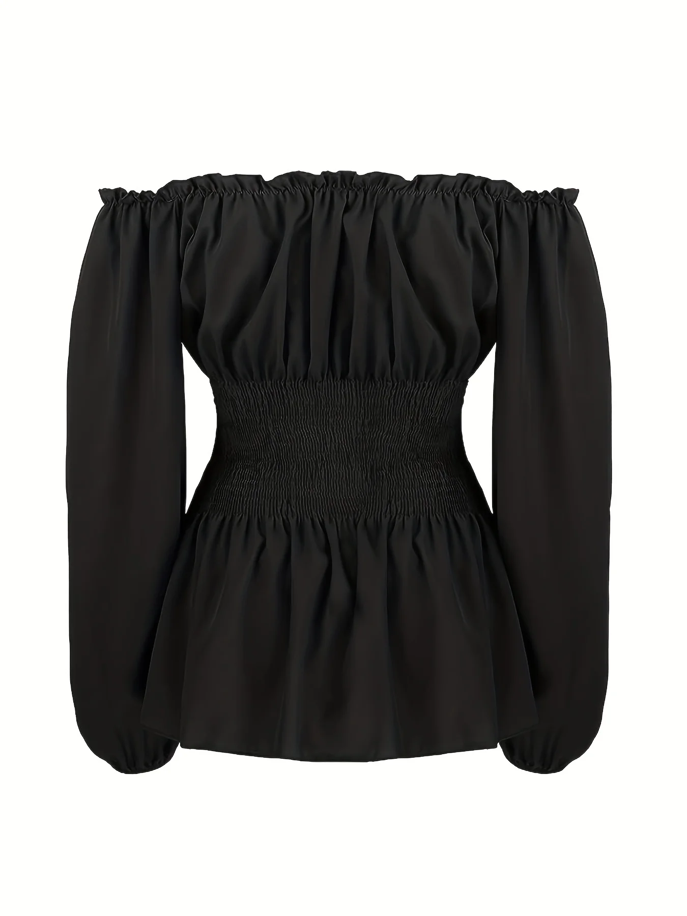 Plus Size damska bluzka z długim rękawem bez ramion, sznurowany gorset w jednolitym kolorze
