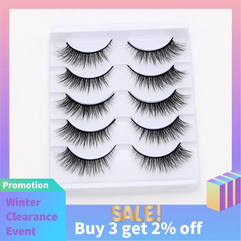 5 pares natural cílios postiços 3d vison cílios falso extensão cílios reutilizáveis maquiagem ferramenta cílios alongar vison lashes2022