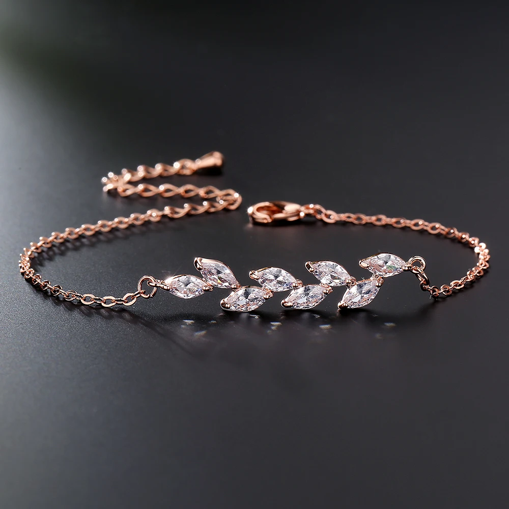 ZAKOL Klassisches Marquise-AAA-Zirkonia-Perlen-Blatt-Charm-Armband für Frauen, schlichter Verlobungs- und Hochzeitsschmuck
