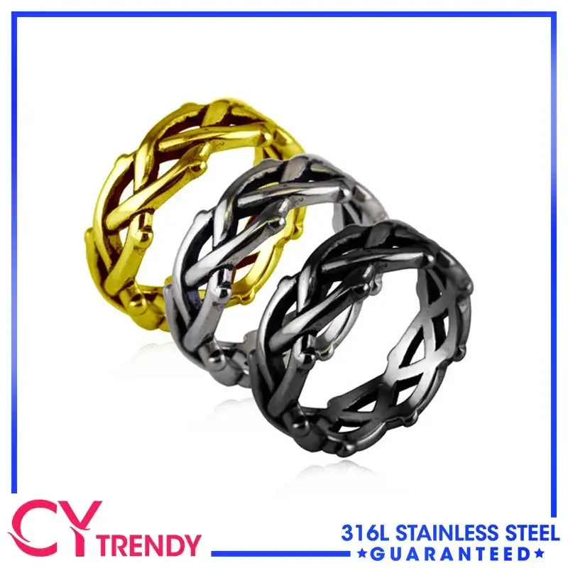 

Thorn Vine Weaving Personalized Trendy Hand Jewelry Stainless Steel Jewelry Rings Size 5-13