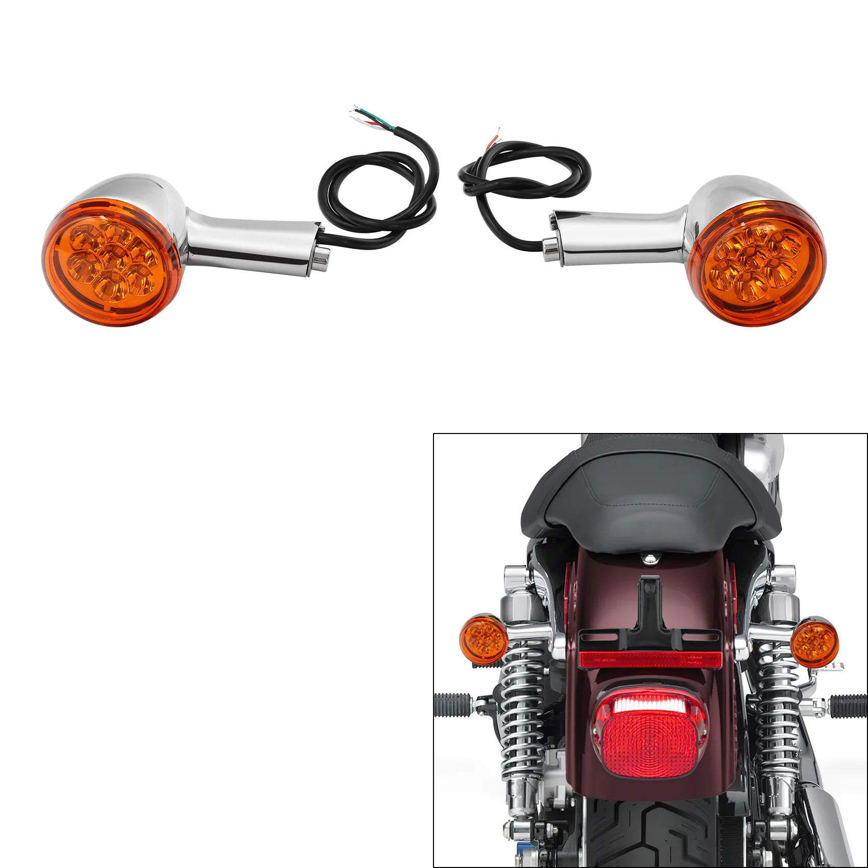 Motorcycle Rear Turn Signals Lights Indicator Amber For Harley Sportster XL883 XL1200 1992-2022 2021 2020 19 18 17 16 15