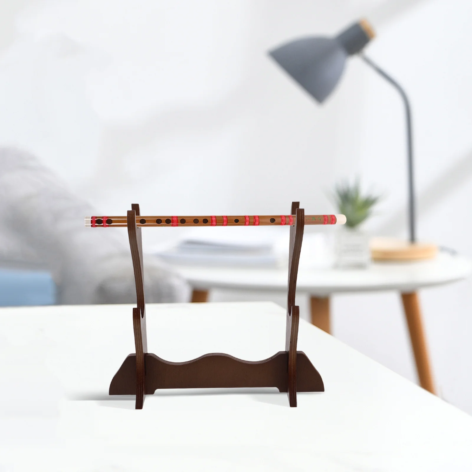 

Desktop Flute Bracket Bamboo Display Stand for Woodwind Instrument Decorative Coffee