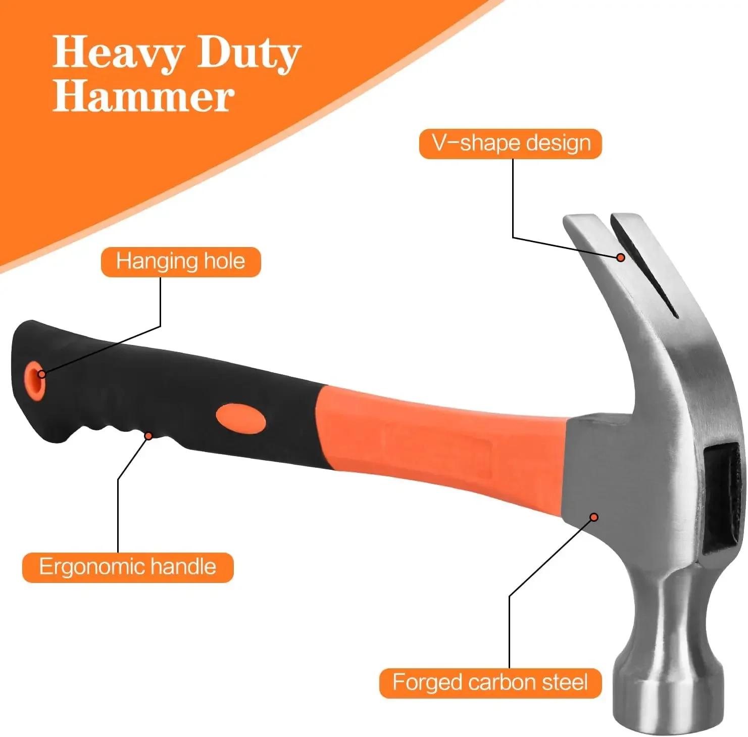 

8oz/16oz/24oz Straight Rip Fiberglass General Purpose Claw Hammer, with Smooth Face & Non -slip Grip(8oz Claw Hammer)
