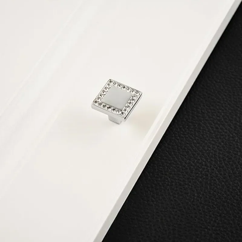 Zinklegierung Kristall-Diamant Möbeldekorationsknopf Gold Silber Küchenschrankgriff Schubladen-Kommode-Schrankknopf Türgriff – Detail 6
