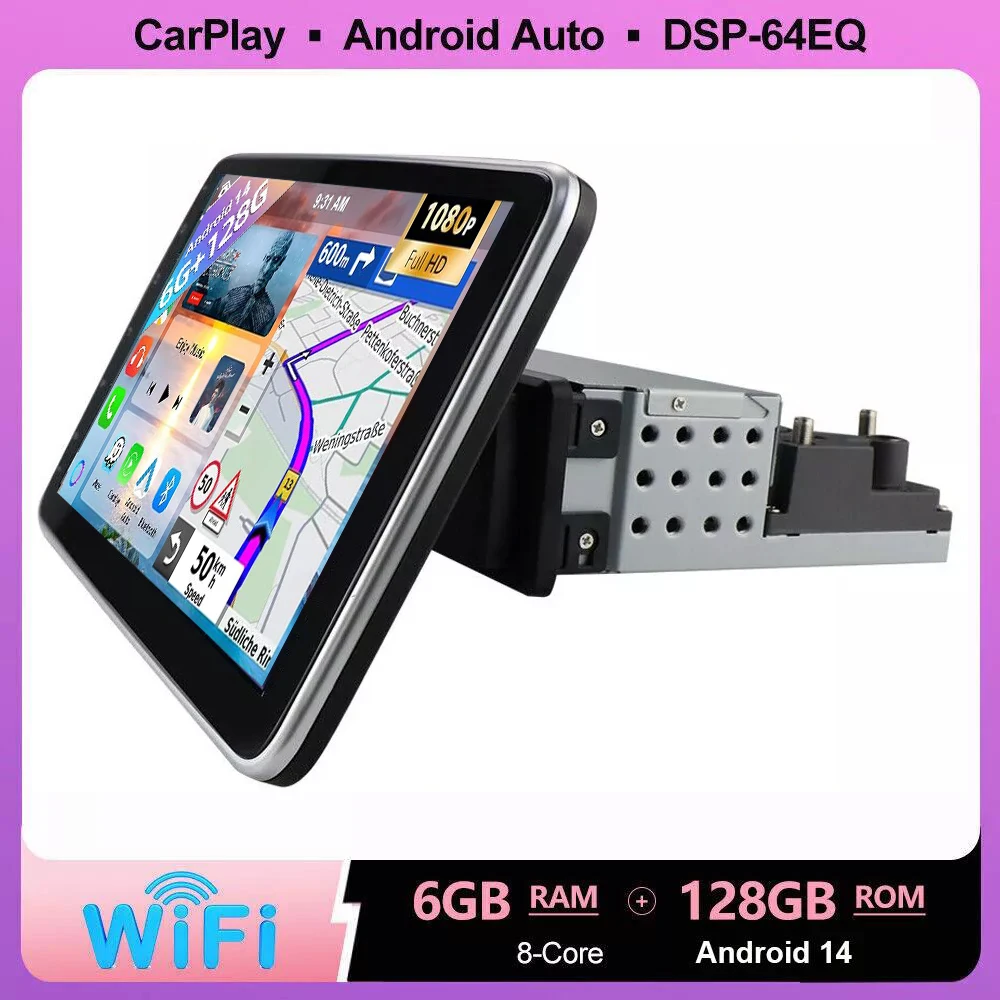 

Android 14.0 Car Stereo Video Multimidia Radio Player 10.1 Inch Universal Autoradio GPS Wifi RotatableTouch Screen 4G+64G