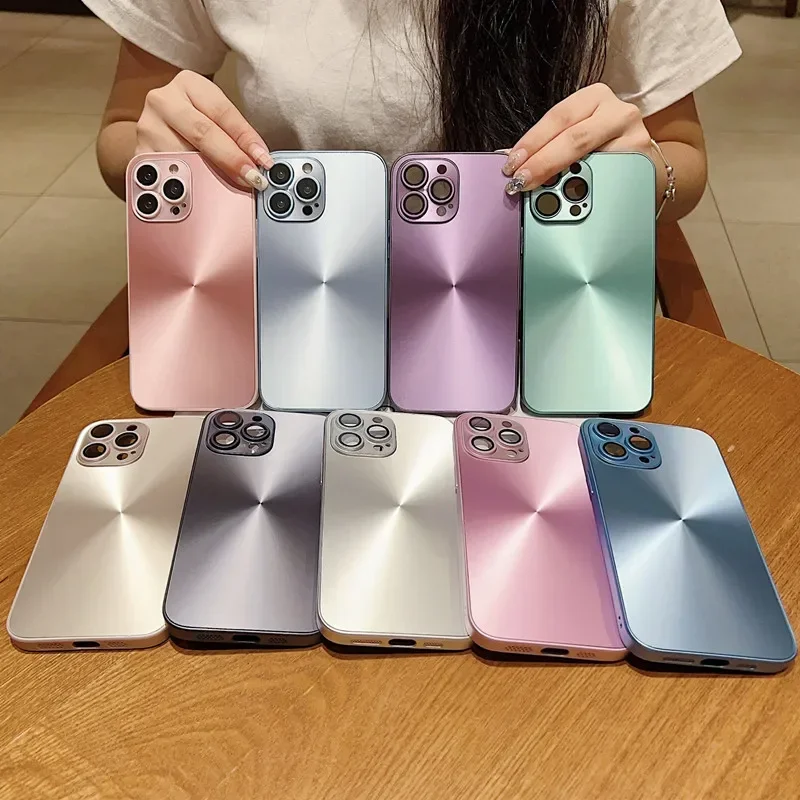 Comes With Lens Film Aurora Phone Case For iPhone 16 15 Pro Max 14 13 12 11 Hard Back Cover